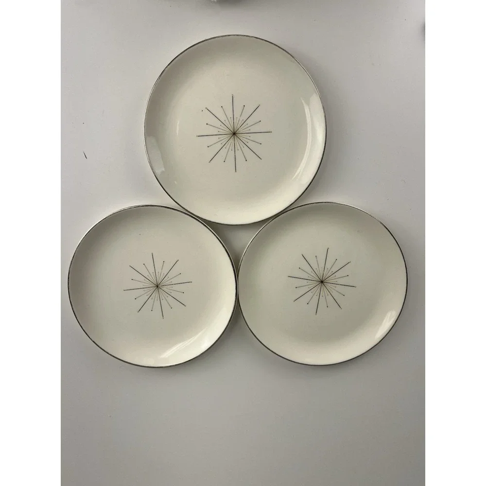 Homer Laughlin Modern Star Atomic MCM Bread Butter Plate SET OF 3 | 6 3/4